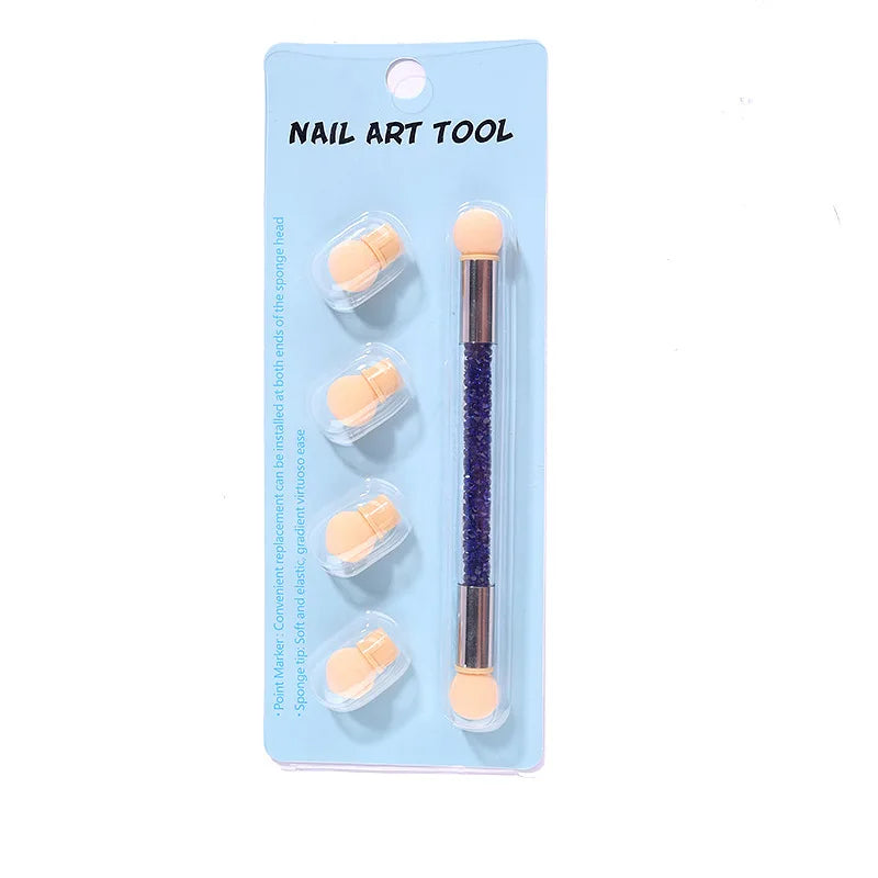 JEARLYU Double-Ended Ombre Nail Sponge Brush + 4 Sponge Heads