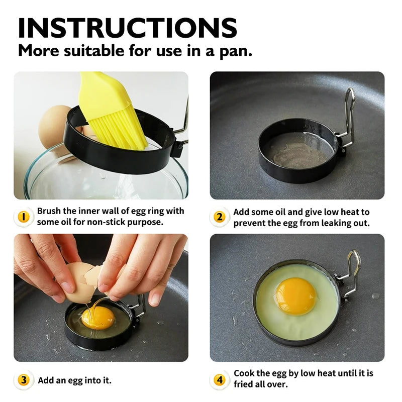 4-Pack Stainless Steel Egg Rings – Round Fried Egg Molds Egg Cooking Rings PRIMED