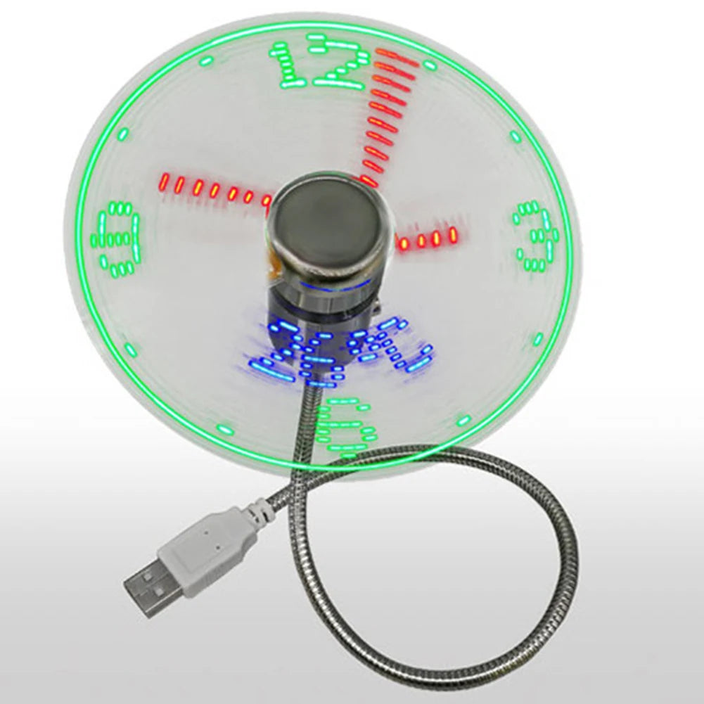 USB LED Clock Fan Gooseneck – Time & Temperature Display USB Desk Fan PRIMED
