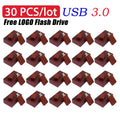 30-Pack Custom Logo Bamboo USB 3.0 Flash Drives 4GB–128GB USB Flash Drive PRIMED 128 GB Rose wood with box