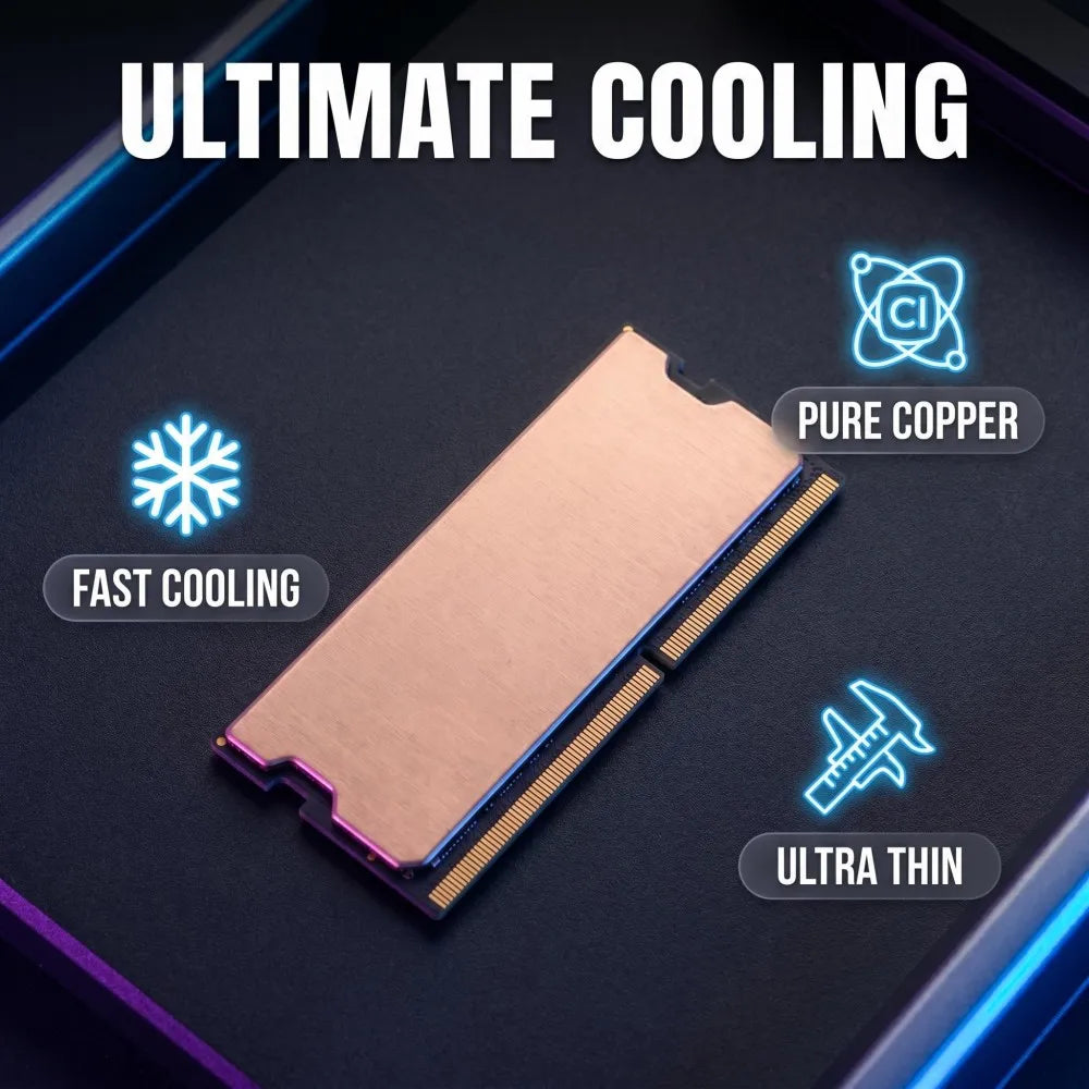 TISHRIC Pure Copper DDR5/DDR4 RAM Heatsink – Ultra-Thin Cooler RAM Heatsink Cooler PRIMED