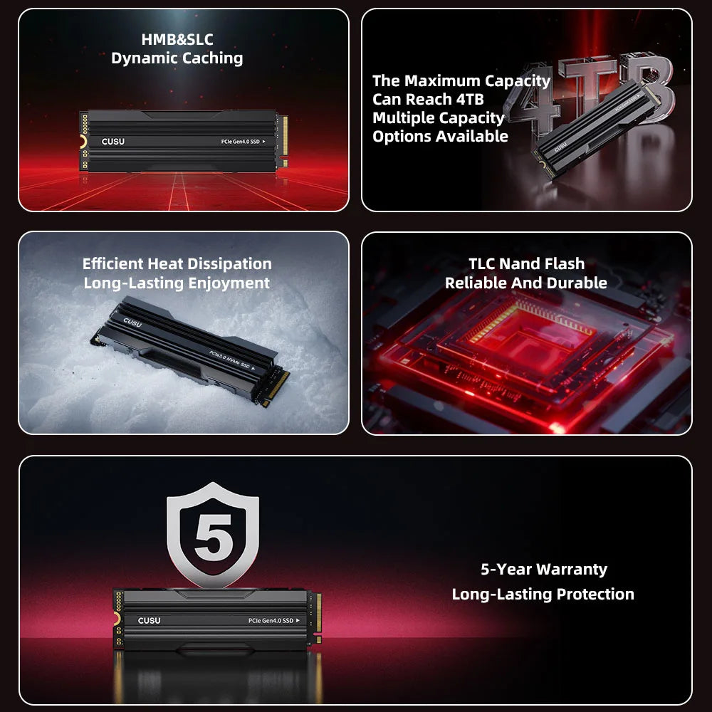 CUSU NVMe M.2 SSD 2TB/4TB PCIe 4.0 x4 – PS5 & Desktop NVMe M.2 SSD PRIMED