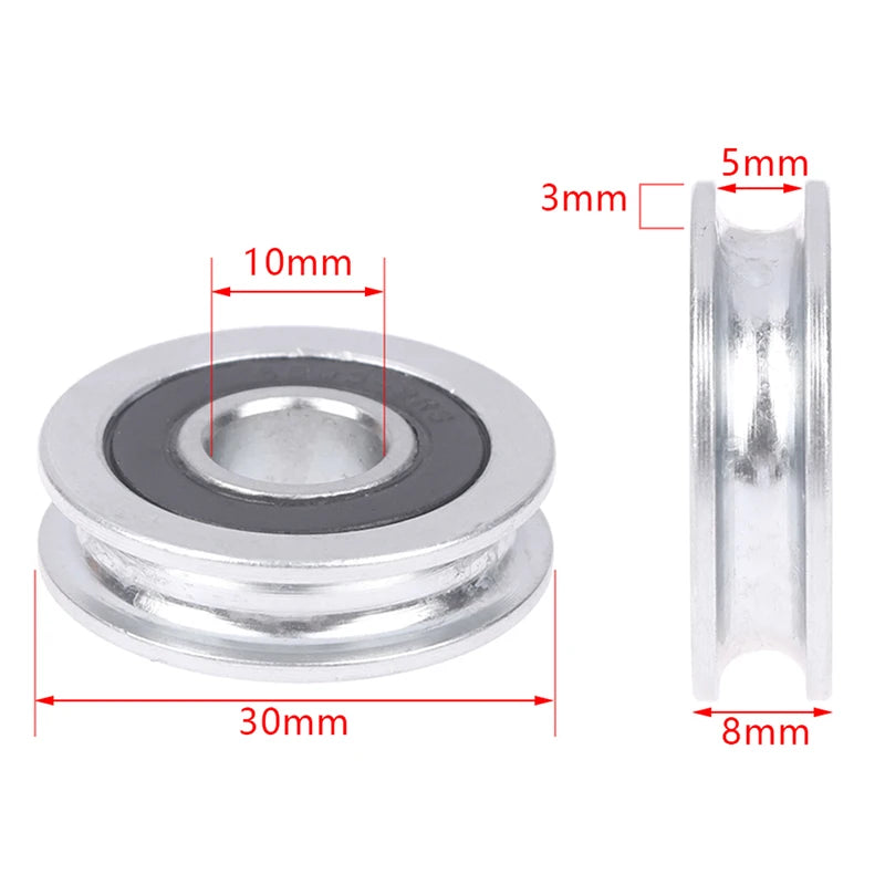 U-Groove Bearing Pulley 10×30×8mm Stainless Steel Guide Wheel