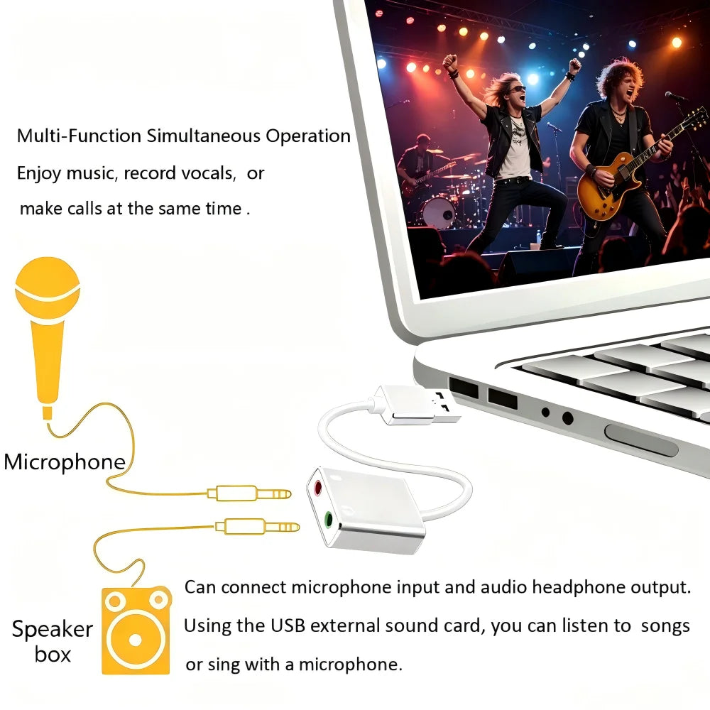 USB-C to 3.5mm External Sound Card Adapter for Laptop & Mac