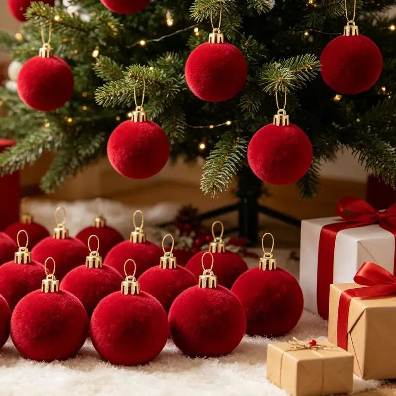 Burgundy Velvet Christmas Ball Ornaments 3cm | 6–20 Pack