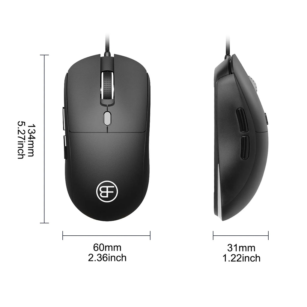 MissionFit 6-Button USB Wired Mouse | Ergonomic, DPI Adjust Wired Computer Mouse PRIMED