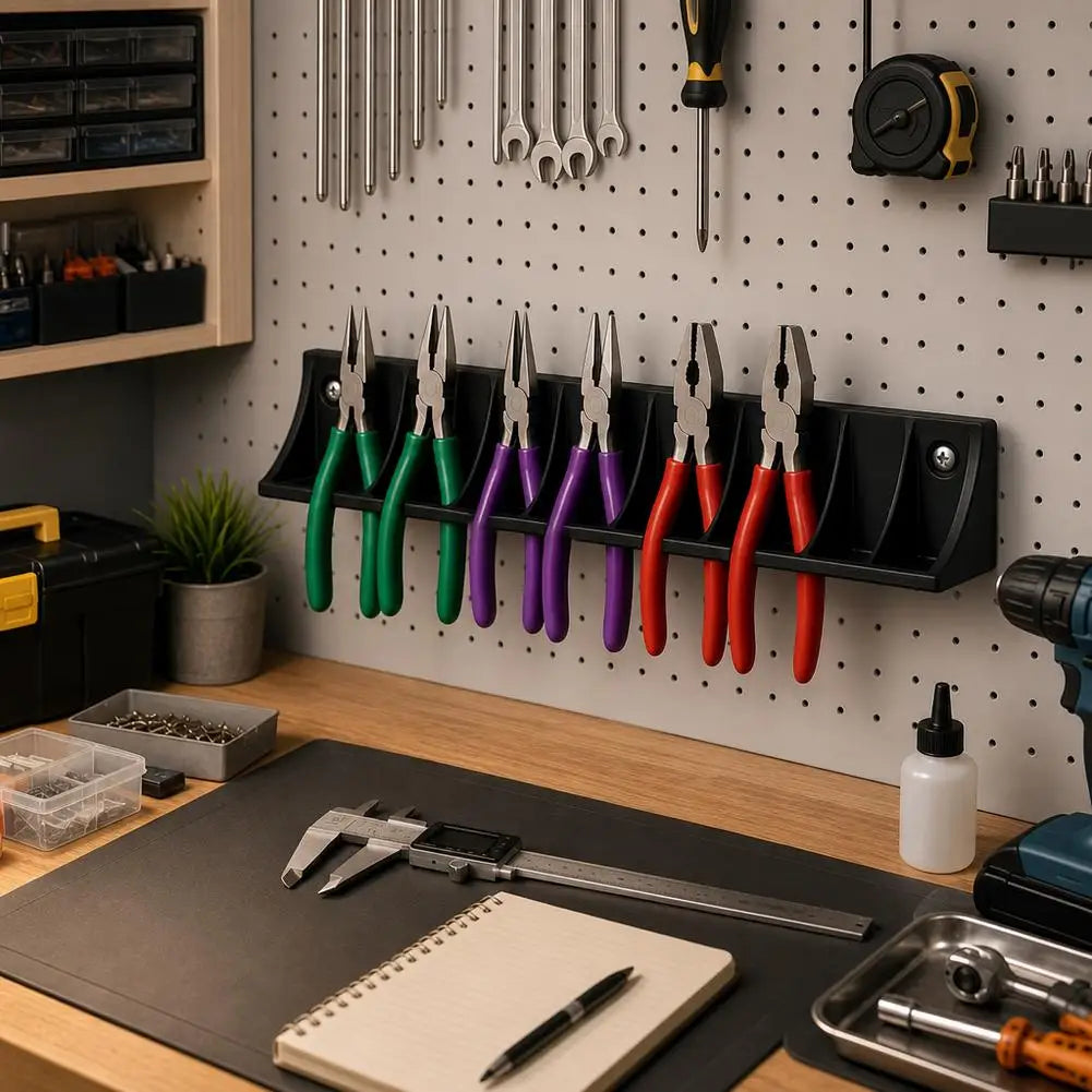 Wall Mount 8-Slot Plier Holder | Garage Tool Rack Organizer Wall Tool Organizer PRIMED