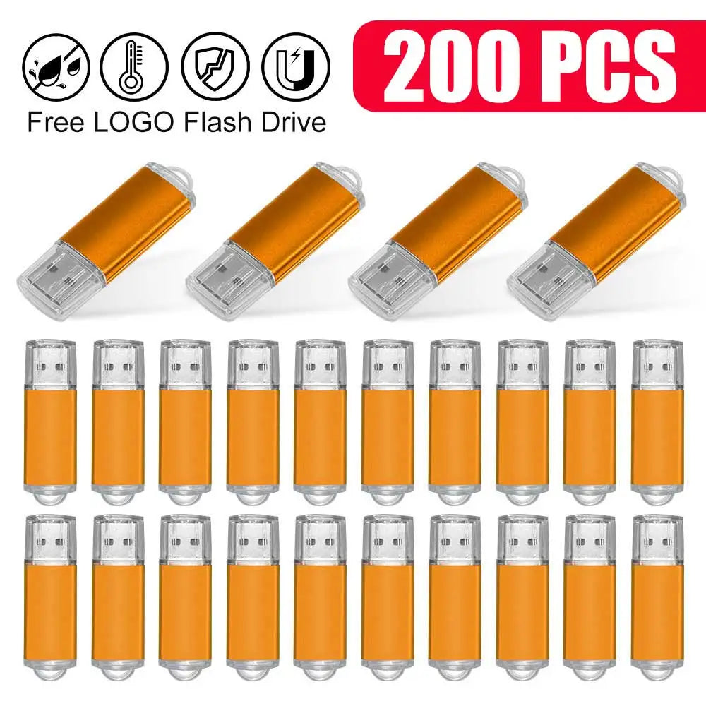 200PCS Custom USB Flash Drives 4GB–64GB | Bulk Laser Logo USB Flash Drive PRIMED 512M 200pcs Yellow