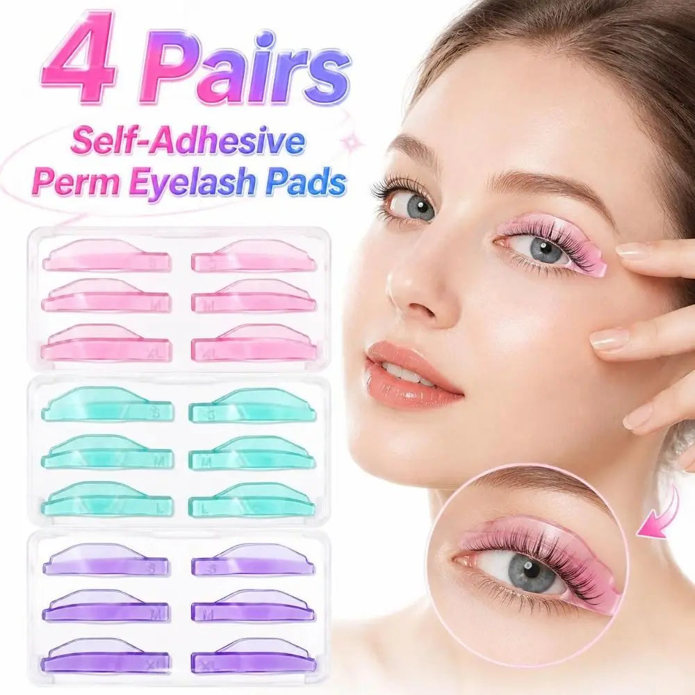 Silicone Eyelash Perm Curling Pads – 4 Pairs, 4 Sizes