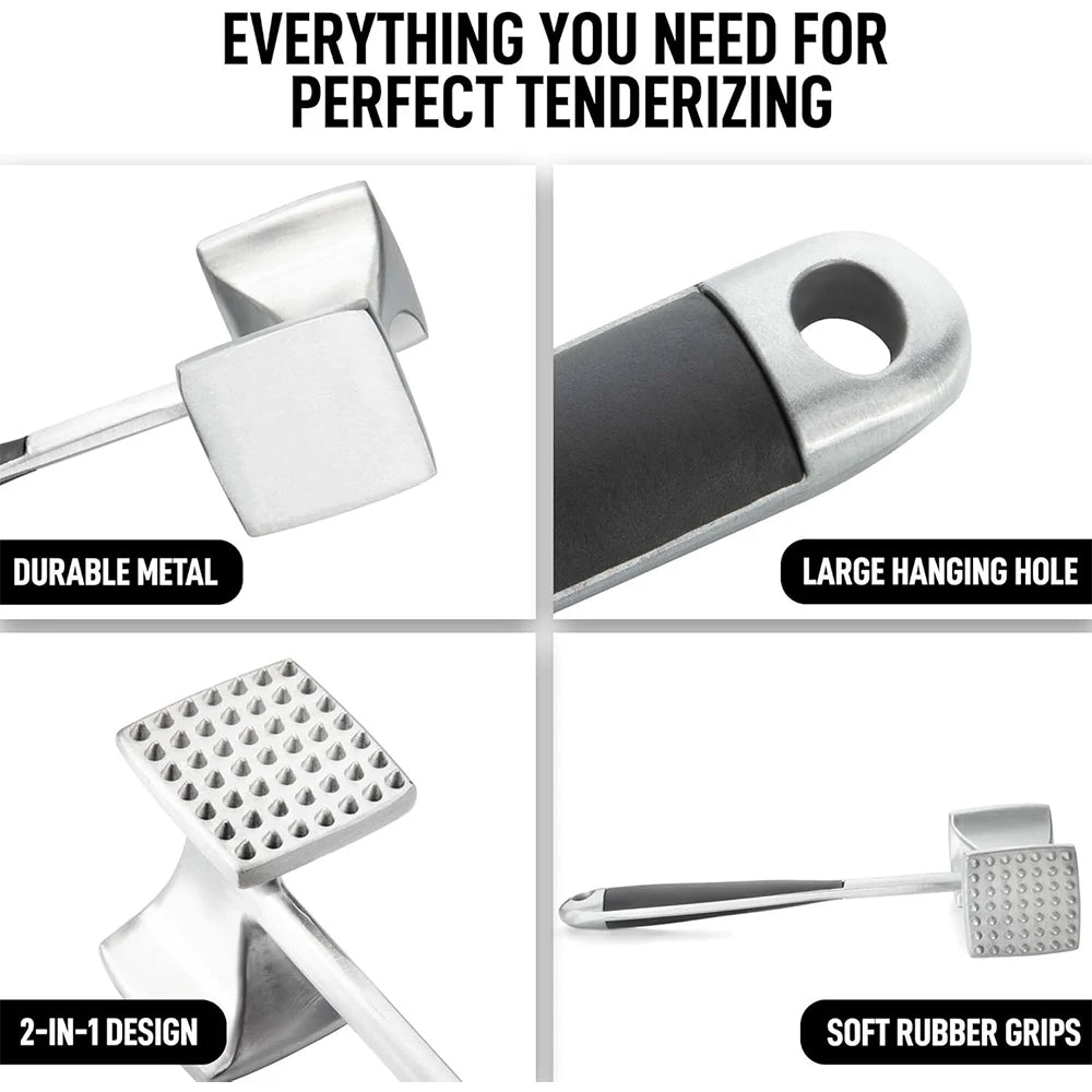 LMETJMA Zinc Alloy Meat Tenderizer Hammer | Kitchen Mallet Meat Tenderizer Mallet PRIMED