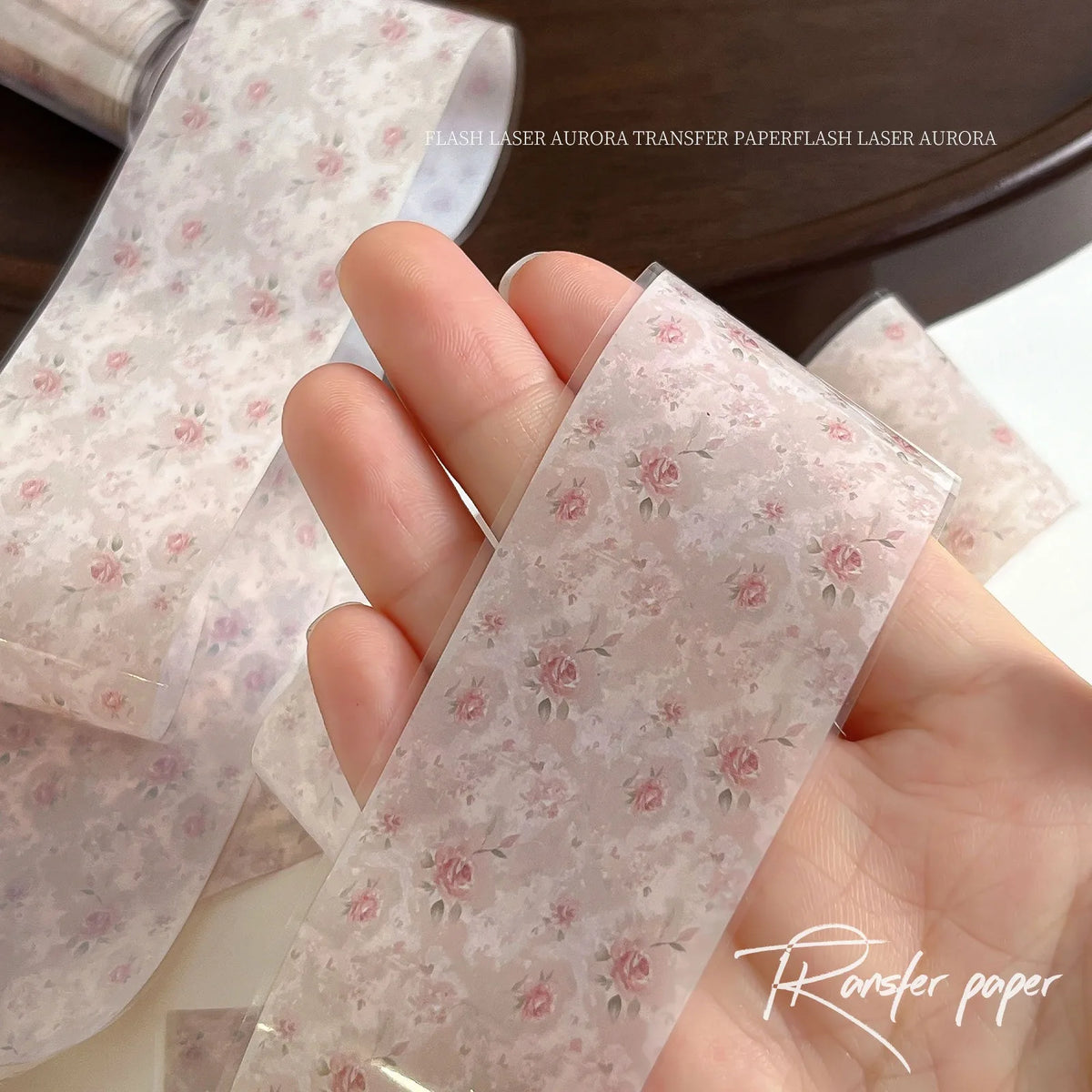 100cm Vintage Rose Nail Transfer Paper Roll | Floral Water Decals
