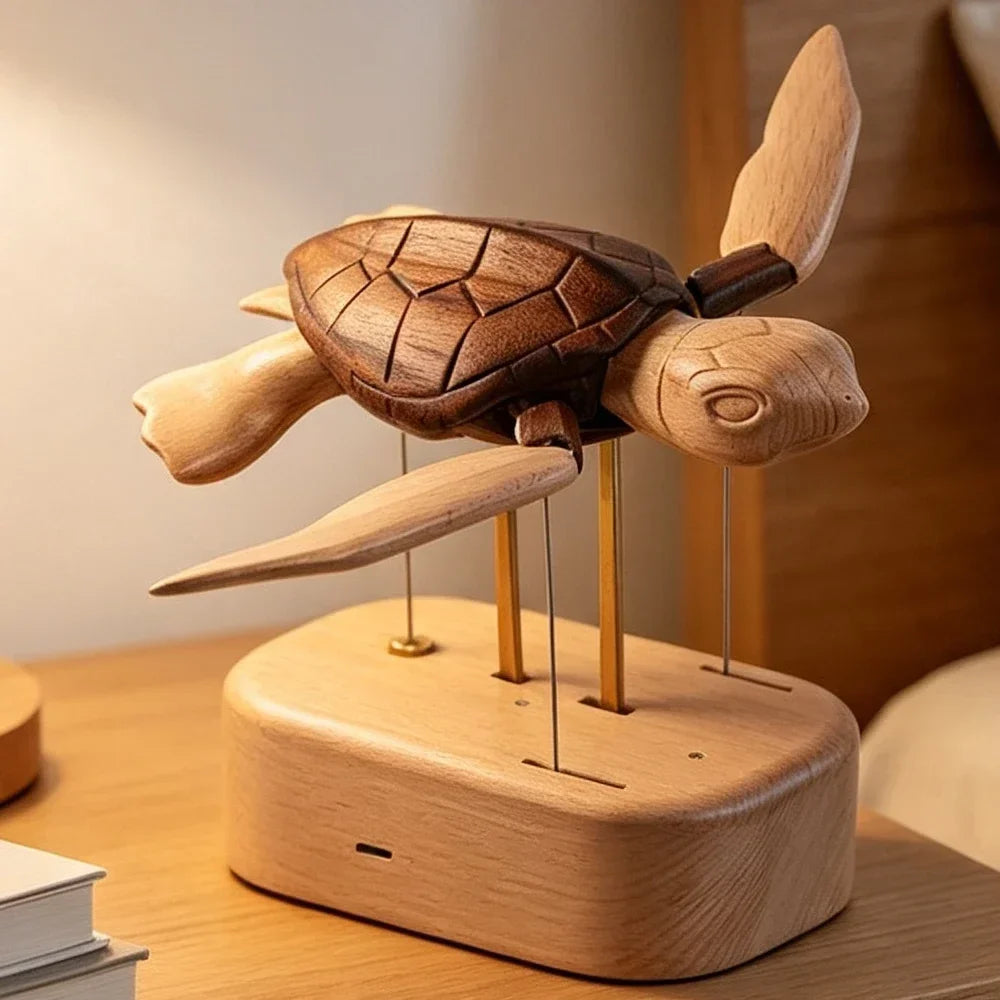 Wooden Sea Turtle Automaton – Kinetic Mechanical Sculpture