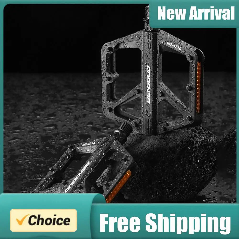 Ultralight Flat Bike Pedals | Double DU Bearing & Reflector Flat Bike Pedals PRIMED