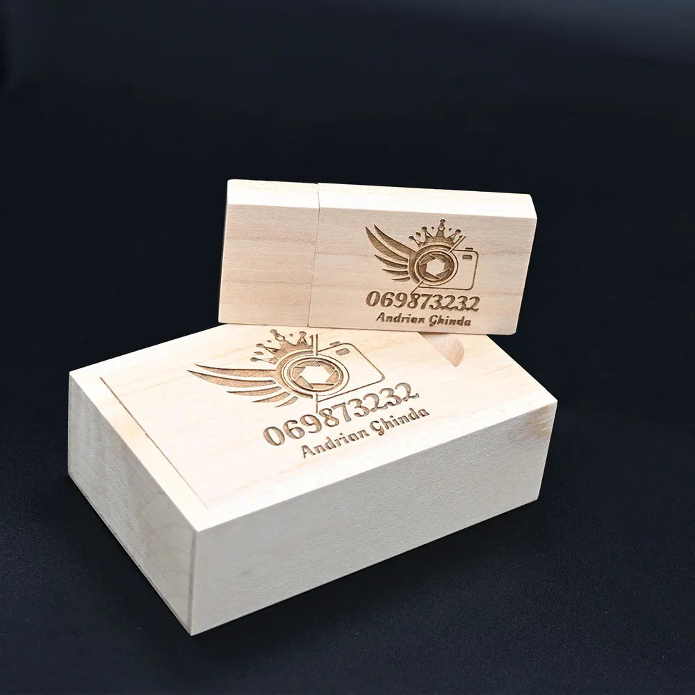 50-Pack Wooden USB Flash Drives 32GB/64GB Custom Logo Gift USB Flash Drive PRIMED