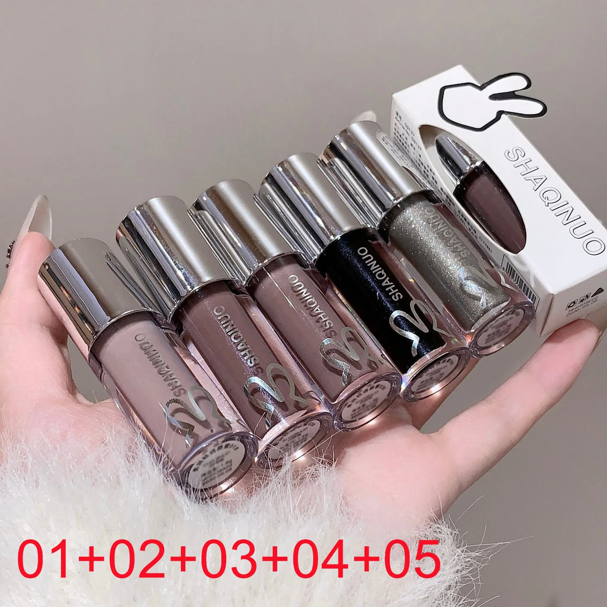 Nude Mirror Lip Gloss – Pearlescent Jelly Lip Oil, 5 Shades Lip Gloss PRIMED 5pcs
