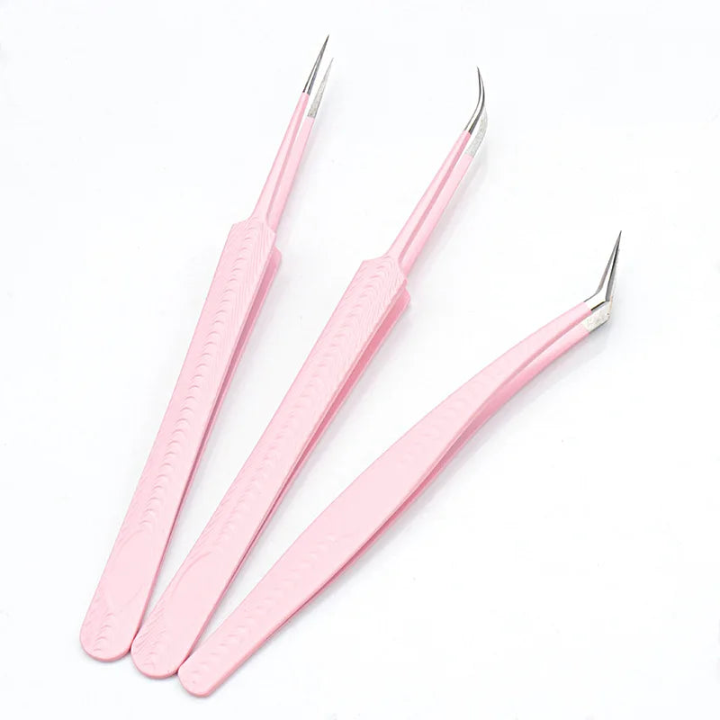 Pink Stainless Steel Eyelash Extension Tweezers | Pro Lash Tool Eyelash Extension Tweezers PRIMED