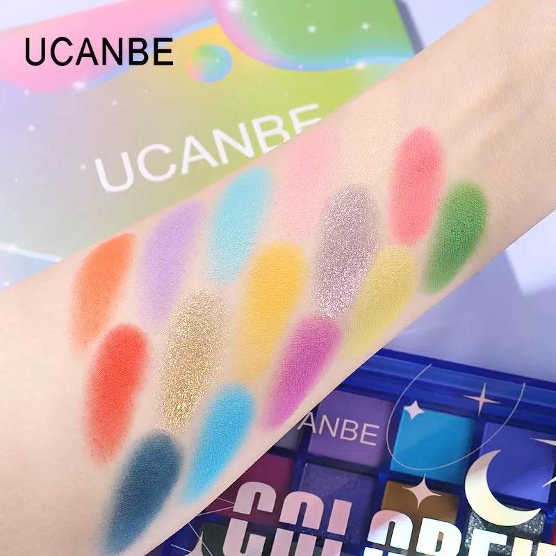 UCANBE 15-Shade Eyeshadow Palette – Shimmer, Glitter & Matte