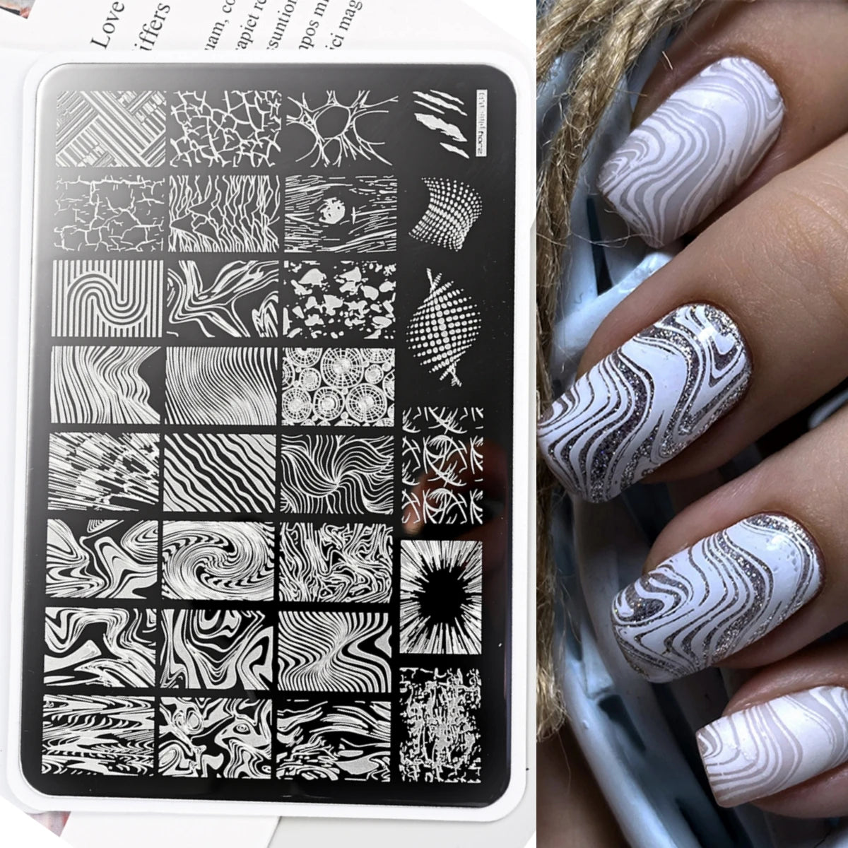 MAFANAILS Big Nail Stamping Plate – Geometry, Animals & Floral Nail Stamping Plate PRIMED