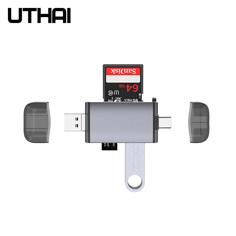 UTHAI J17 6-in-1 USB-C OTG Card Reader SD TF Adapter USB-C Card Reader PRIMED
