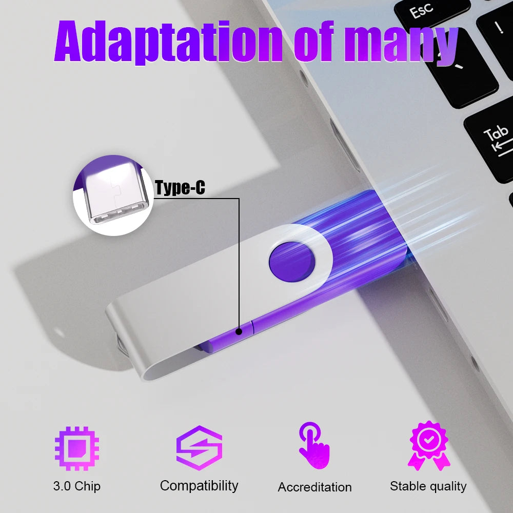 JASTER USB Flash Drive Type-C Rotatable Pendrive Real Capacity USB Flash Drive PRIMED