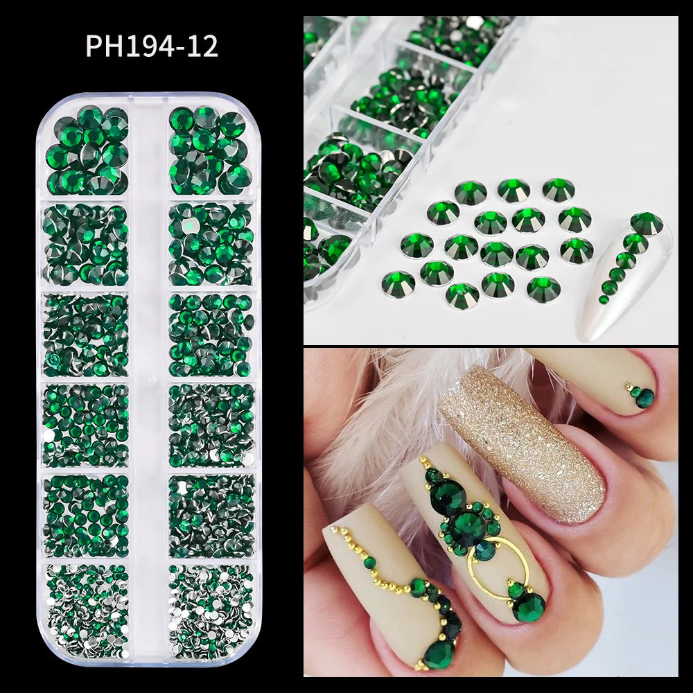 2000Pcs Flat Back Crystal Rhinestones Mix SS6–SS30 Nail Art Nail Art Rhinestones PRIMED 12