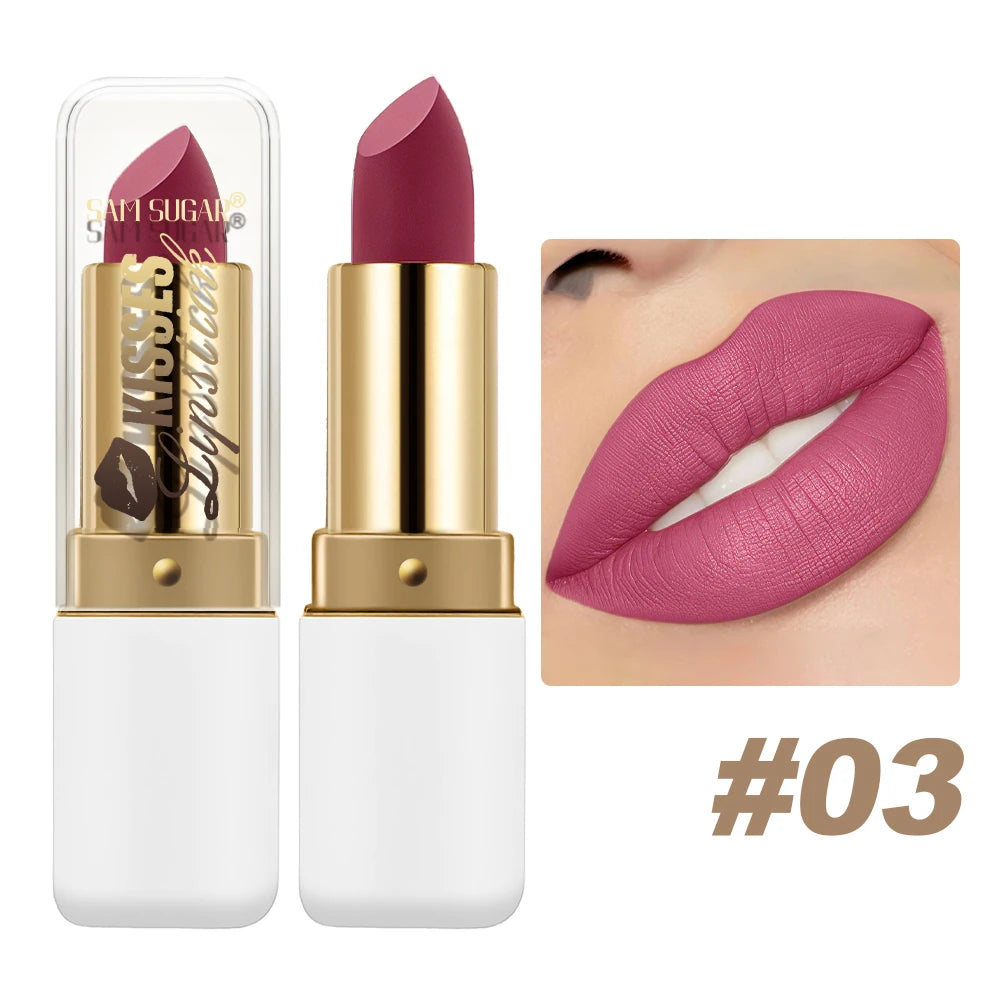 SAM SUGAR Metallic Matte Lipstick – Waterproof Pearlescent Gloss
