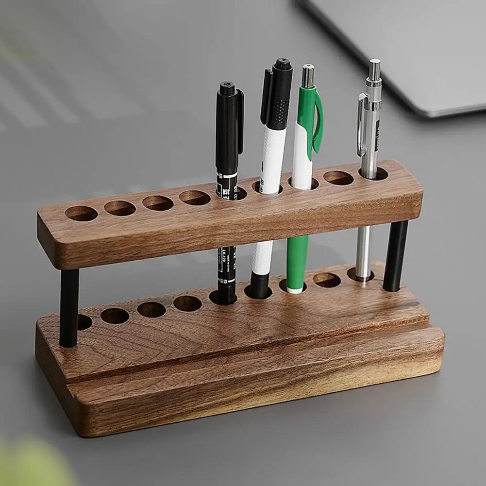 Wooden Crochet Hook Holder – 9-Hole Tabletop Organizer Craft Tool Organizer PRIMED