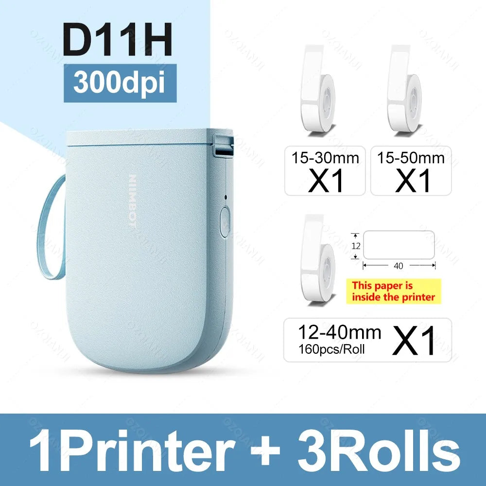 Niimbot D11H 300DPI Bluetooth Portable Thermal Label Printer Thermal Label Printer PRIMED BL Add 3Rolls 2
