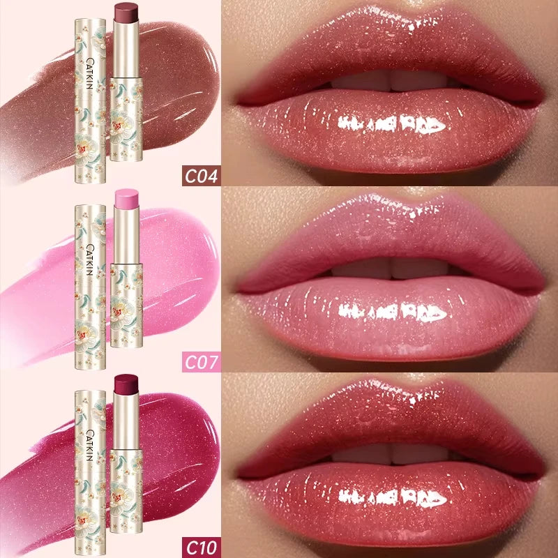 CATKIN Glossy Lip Balm – 12H Hydrating Tinted Lipstick Glossy Lip Balm PRIMED C04 C07 C10