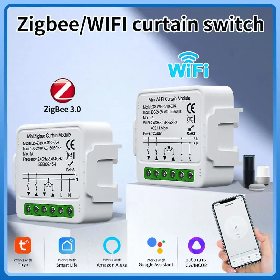 Tuya WiFi Zigbee Smart Curtain Switch Module | Alexa Google Smart Curtain Switch PRIMED