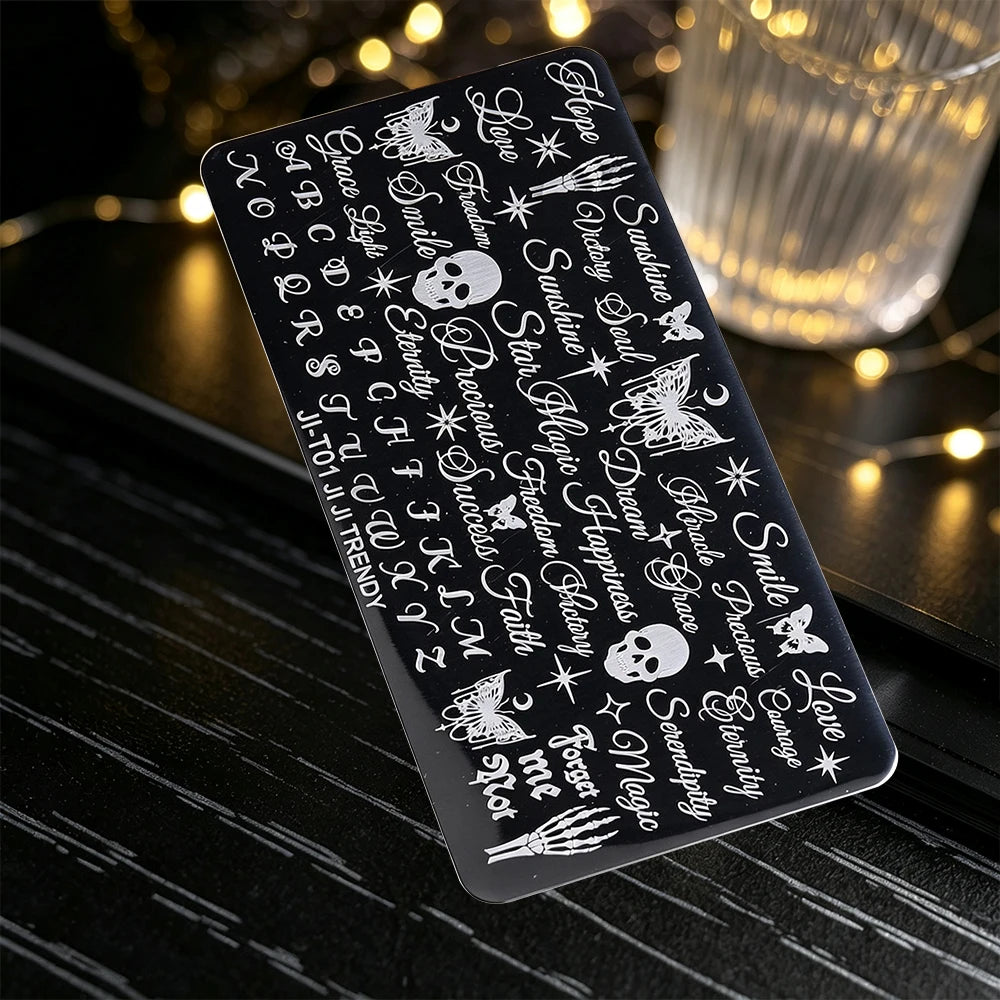 Gothic Halloween Nail Stamping Plate – Butterfly & Letters Nail Stamping Plate PRIMED