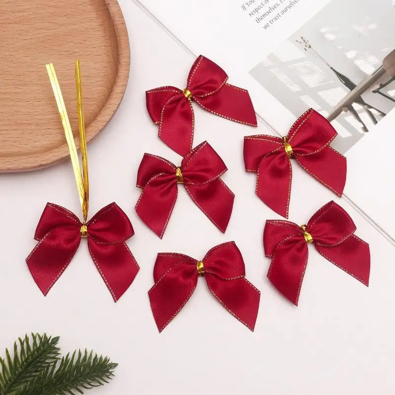 Mini Red & Gold Bow Ornaments – Christmas Tree & Gift Wrap