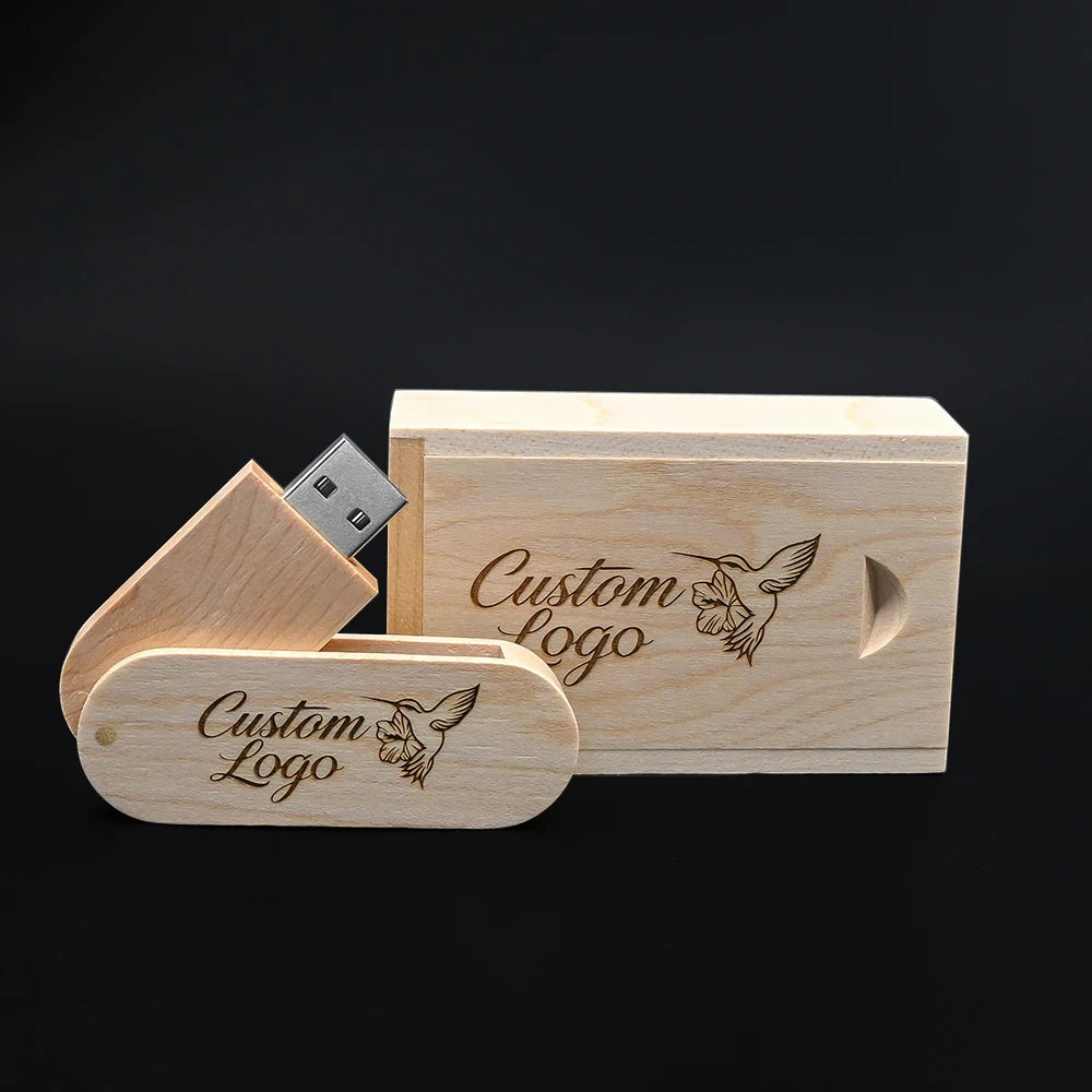 10-Pack Wooden USB 3.0 Flash Drives | Custom Logo 32–128GB USB Flash Drive Set PRIMED