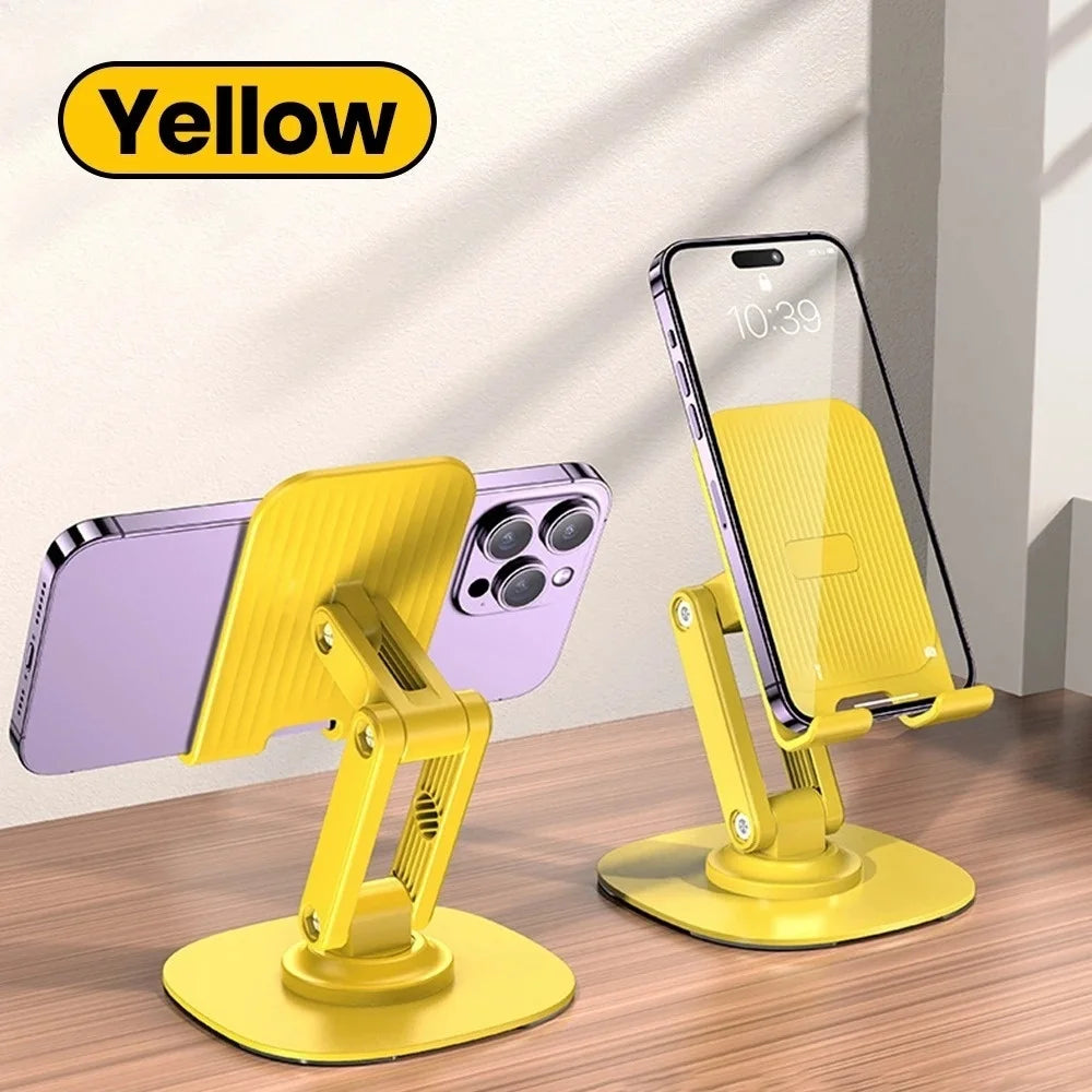 Universal 360° Rotating Phone Stand – Foldable Desktop Holder Phone Stand PRIMED Yellow