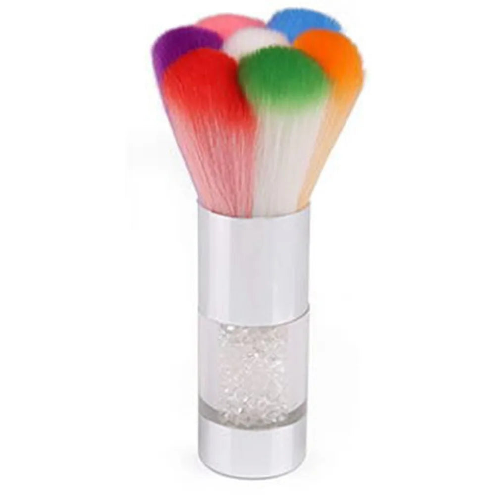 Petal Pattern Nail Dust Brush – Rhinestone Metal Handle