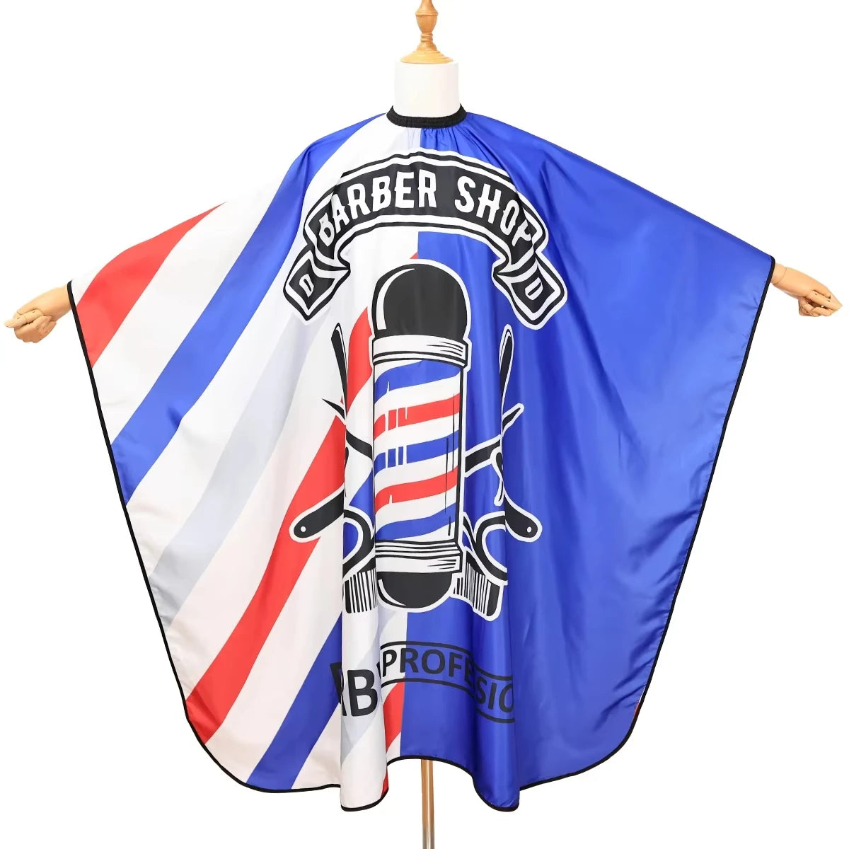 Waterproof Anti-Static Barber Cape – Black Salon Haircut Gown