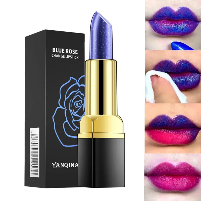 YANQINA Blue Color-Changing Lipstick – Waterproof & Moisturizing