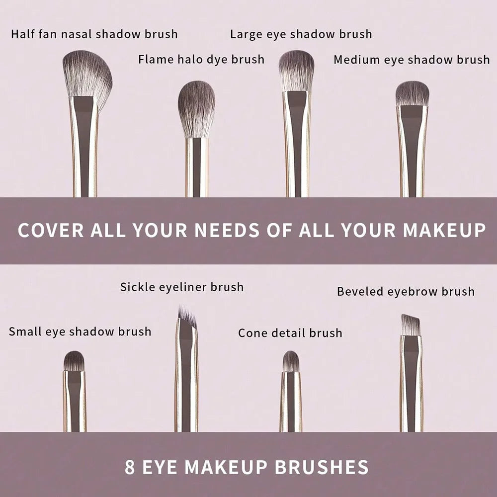 8-Piece Eye Makeup Brush Set – Eyeshadow, Eyeliner & Brow
