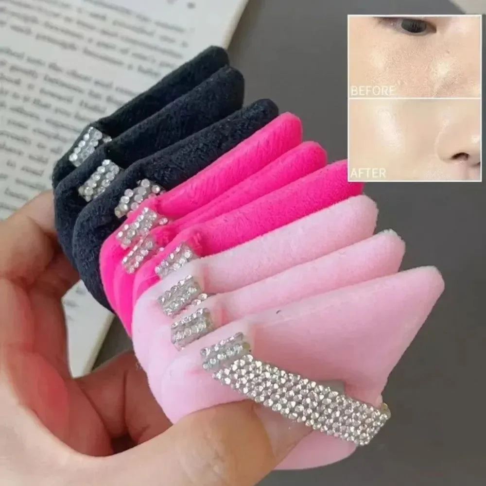 Triangle Crystal Velvet Setting Powder Puff – Diamond Ribbon Makeup Setting Puff PRIMED