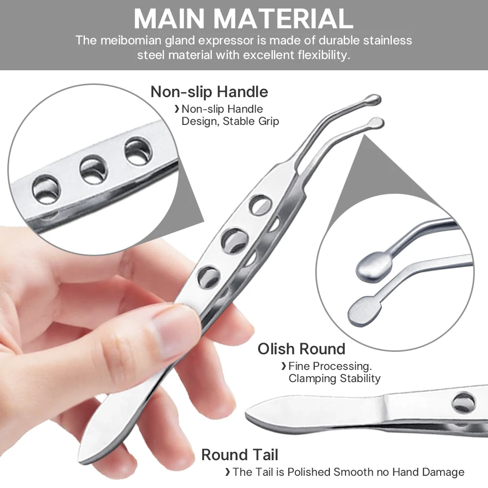 Stainless Steel Eyelid Massage Forceps | Meibomian Compressor