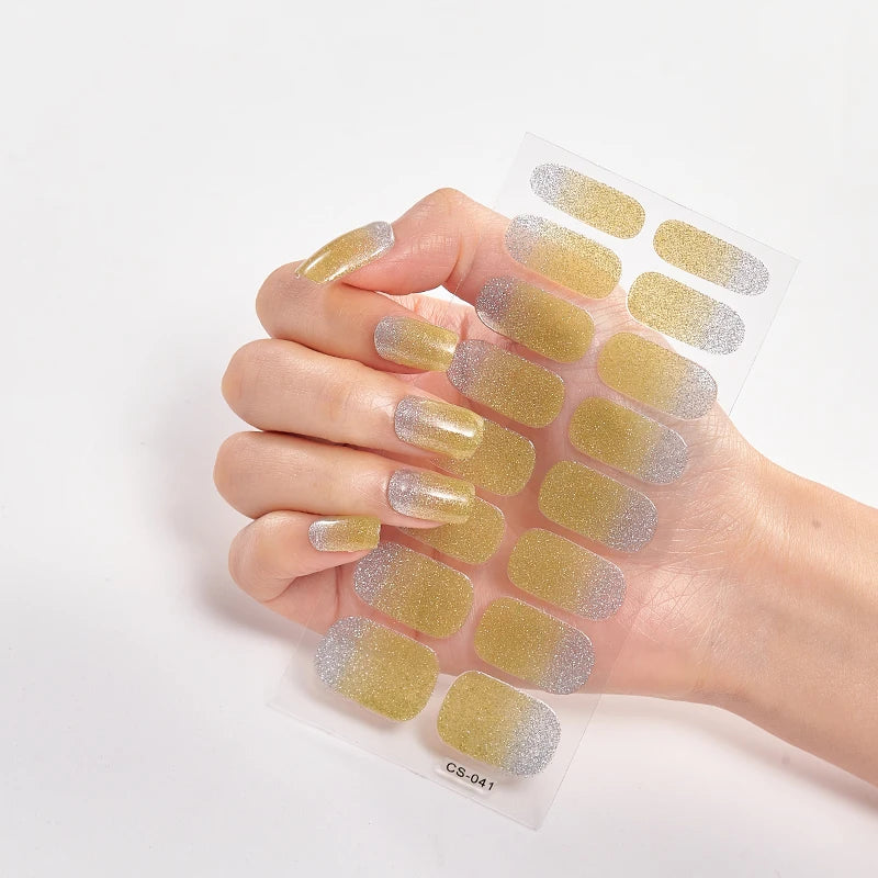 Semi-Cured Gel Nail Wraps Full Cover Stickers – 16pc Set