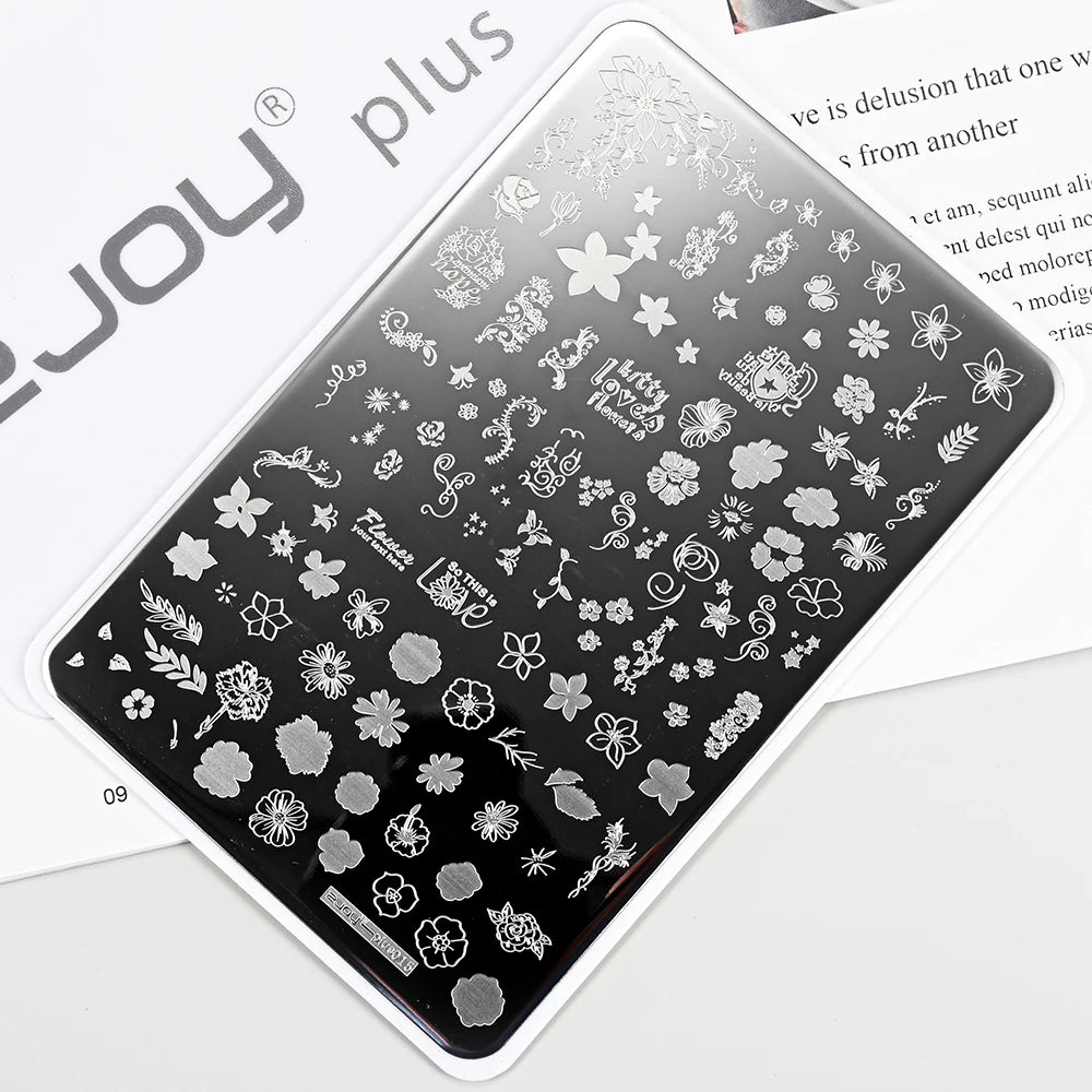 MAFANAILS Large Nail Stamping Plate 14.5x9.5cm – Letter Design Nail Stamping Plate PRIMED TL-Plus015