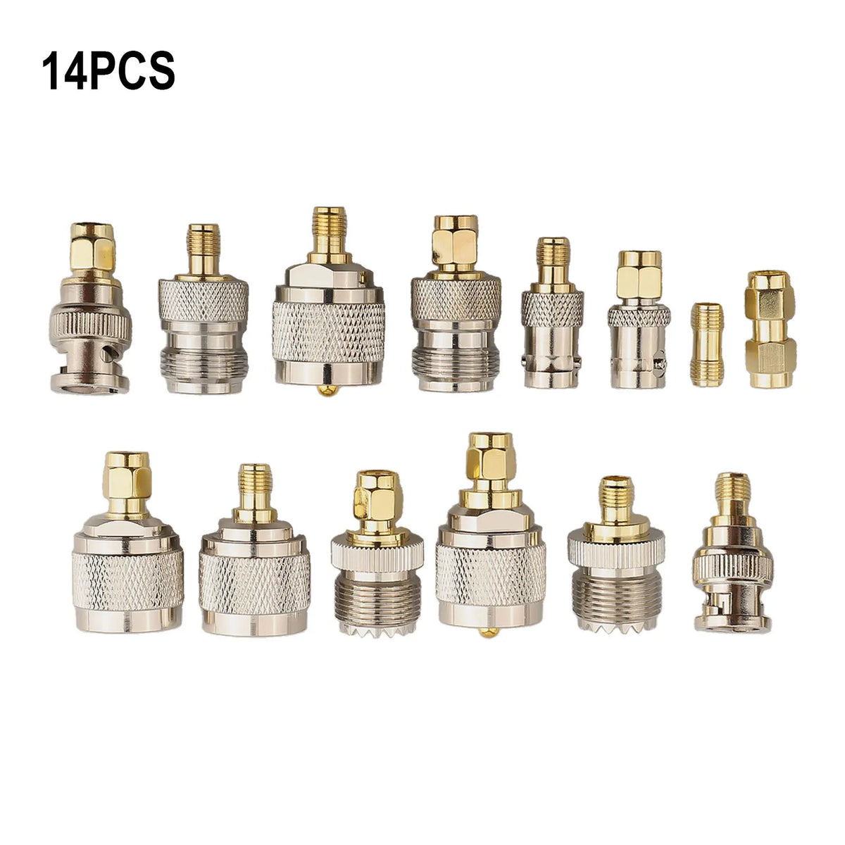 14-Piece SMA BNC UHF N-Type RF Coaxial Adapter Connector Kit RF Connector Kit PRIMED