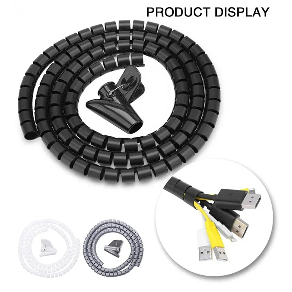 2M Flexible Spiral Cable Protector Sleeve 10mm & 16mm Cable Management Sleeve PRIMED