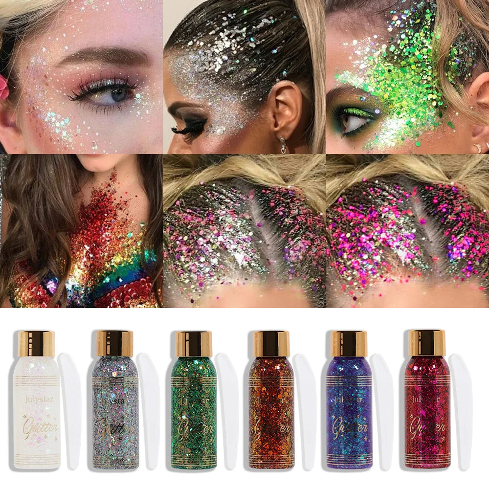 Waterproof Glitter Body Gel – Face, Eye & Nail Art Makeup