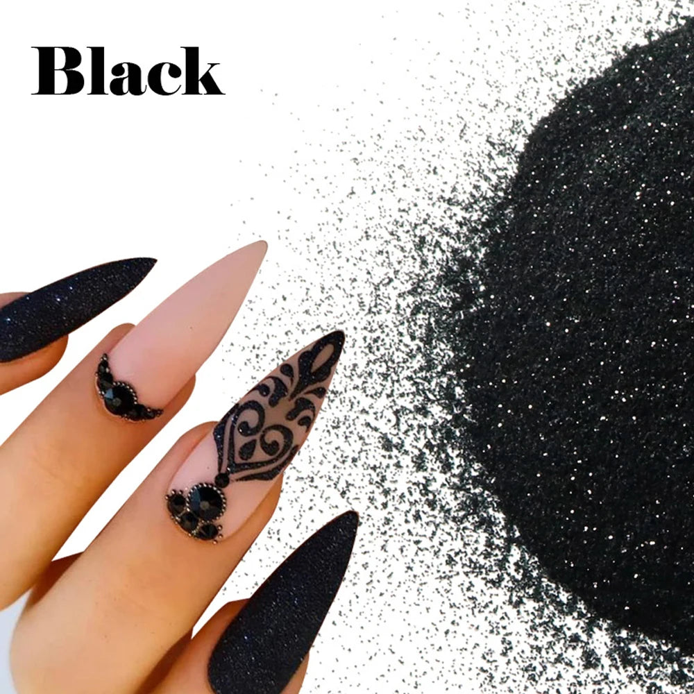 MAFANAILS 50g Iridescent Sugar Nail Glitter Powder Black & White