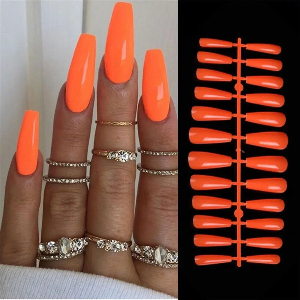 24-Piece Matte Coffin Ballerina Full Cover False Nail Tips False Nail Tips PRIMED