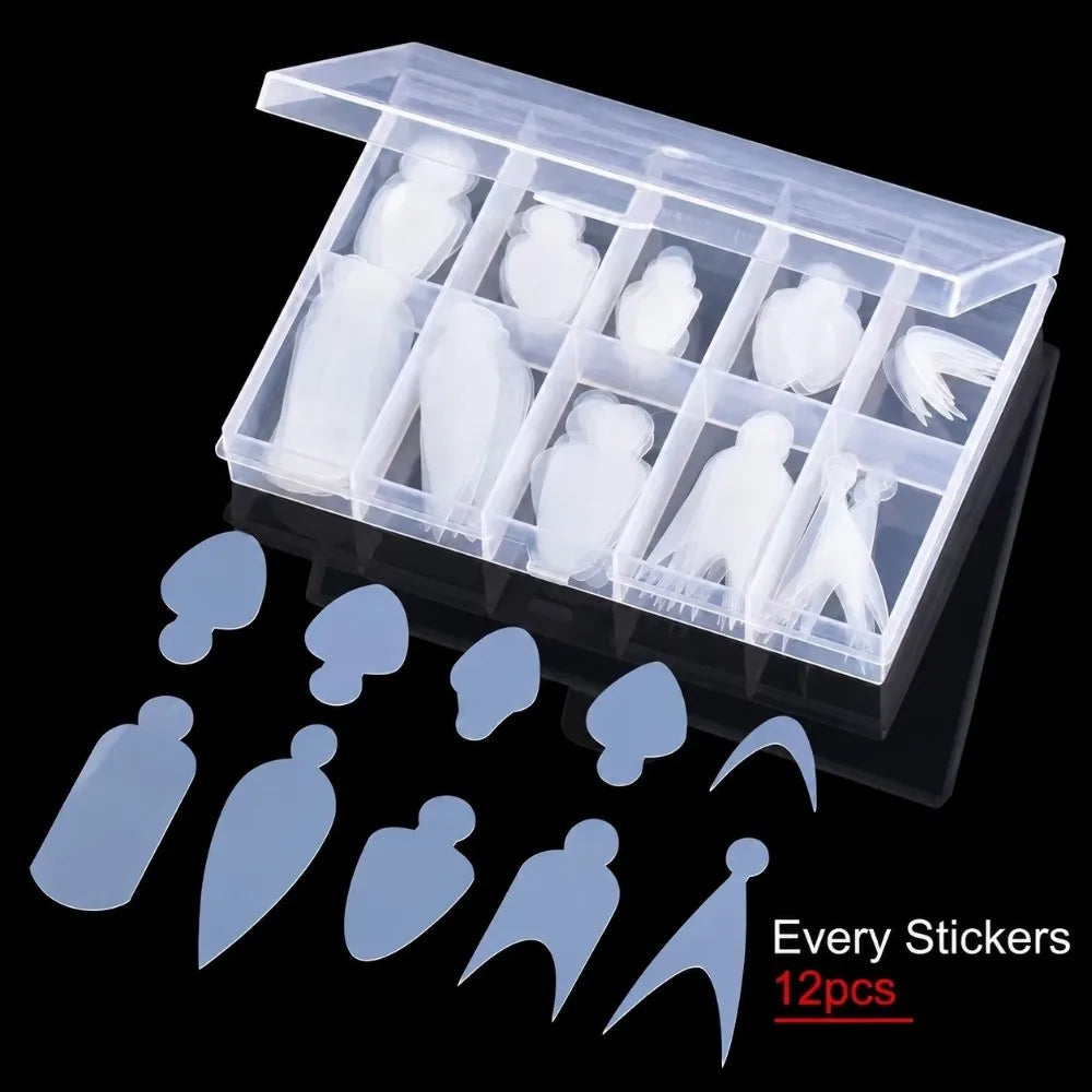 120Pcs Reusable Nail Extension Dual Forms Silicone Kit + Storage Box