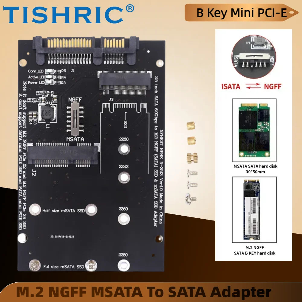 M.2 NGFF mSATA to SATA 3.0 Adapter Card | 2230–2280 SSD SSD Adapter Card PRIMED