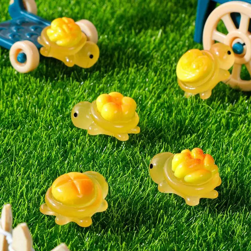 10pcs Glow-in-the-Dark Mini Resin Turtle Ornaments | Garden & Desk